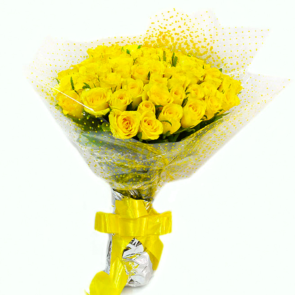 Fresh 50 Yellow Roses Bouquet