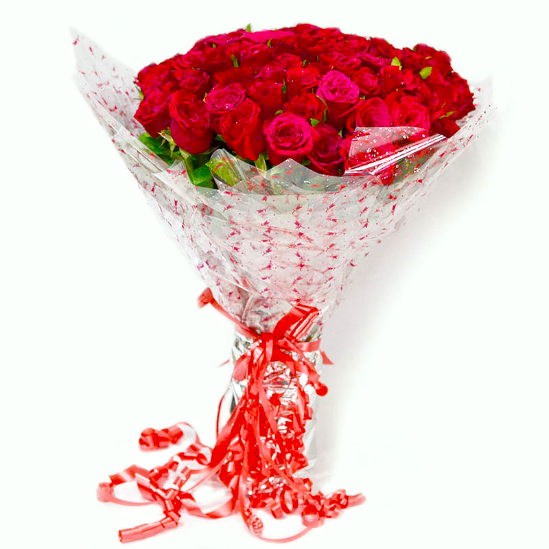 Fresh Long Stemmed 50 Red Roses Bouquet