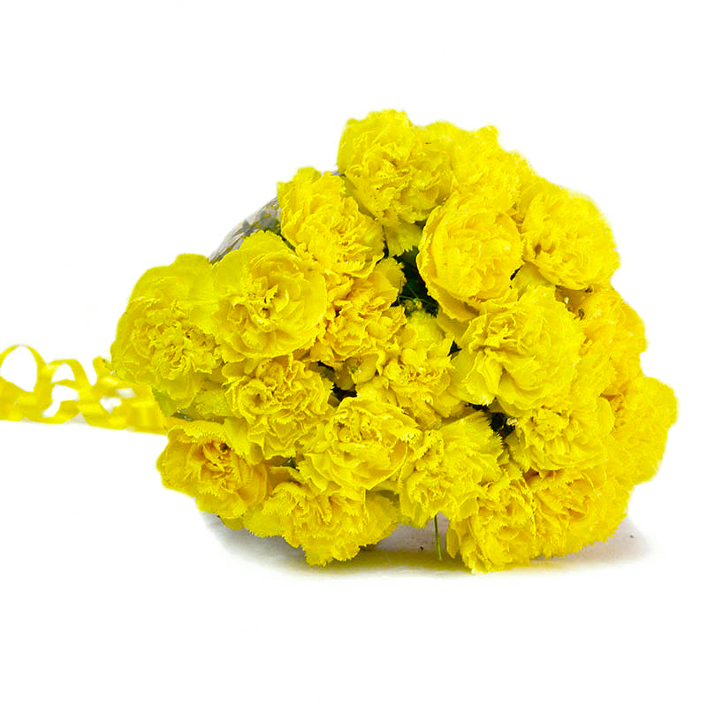 Fresh Twenty Yellow Carnations Bouquet