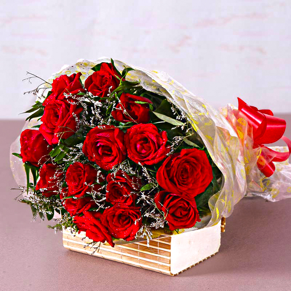 Fifteen Red Roses Bouquet