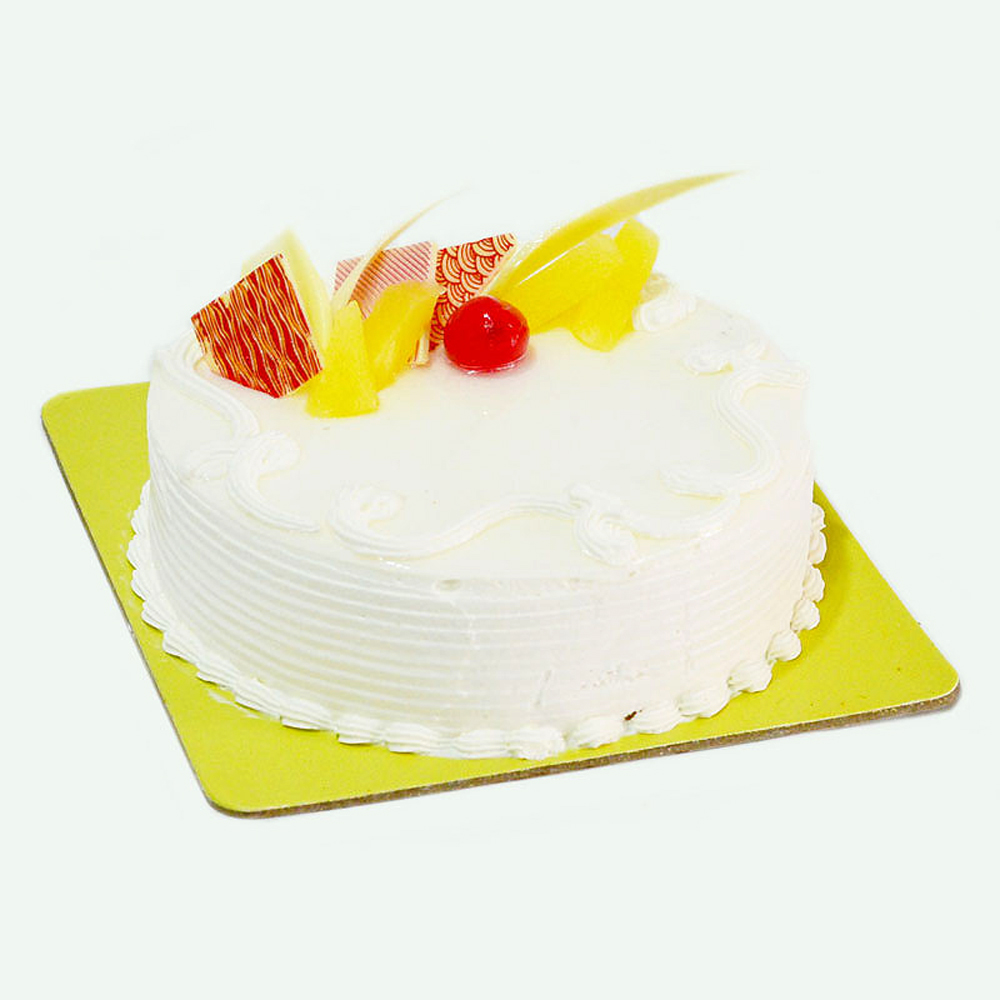 Delicious One Kg Pineapple Flavor Fresh Cream Cake