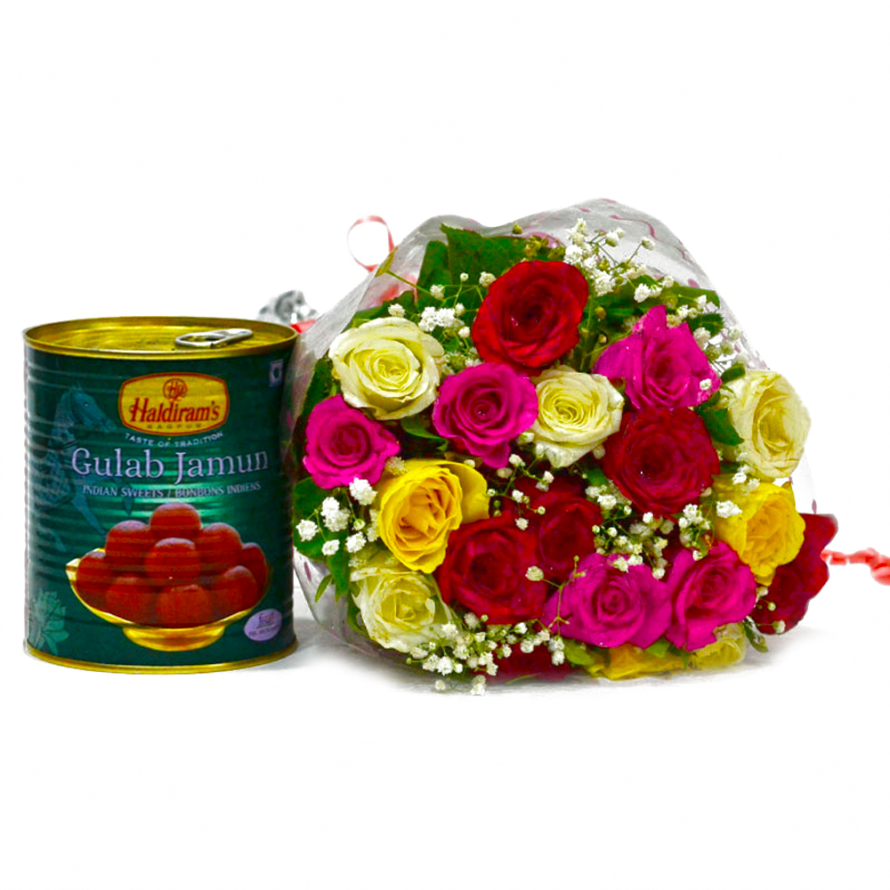 Twenty Mix Roses with Yummy Gulab Jamuns