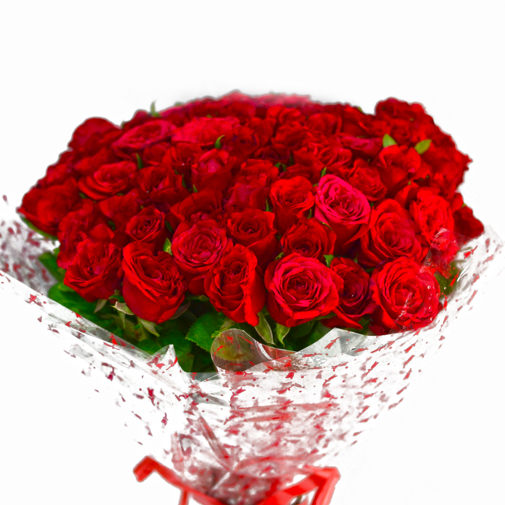 Bouquet of 50 Fresh Red Roses