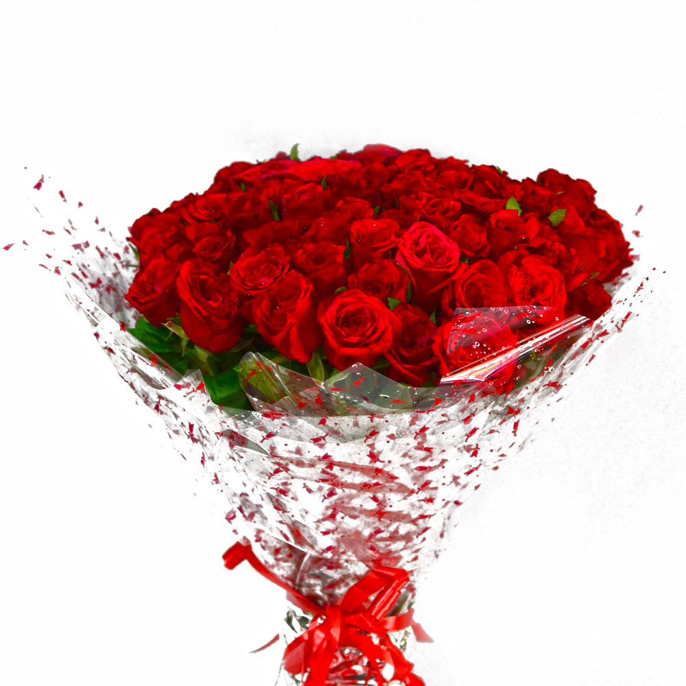Bouquet of 50 Fresh Red Roses