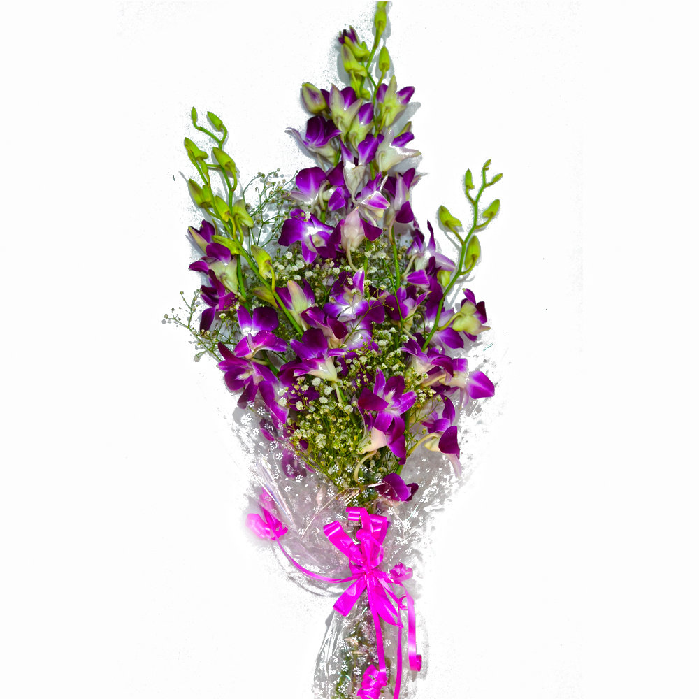 Fresh Ten Purple Orchids Bunch