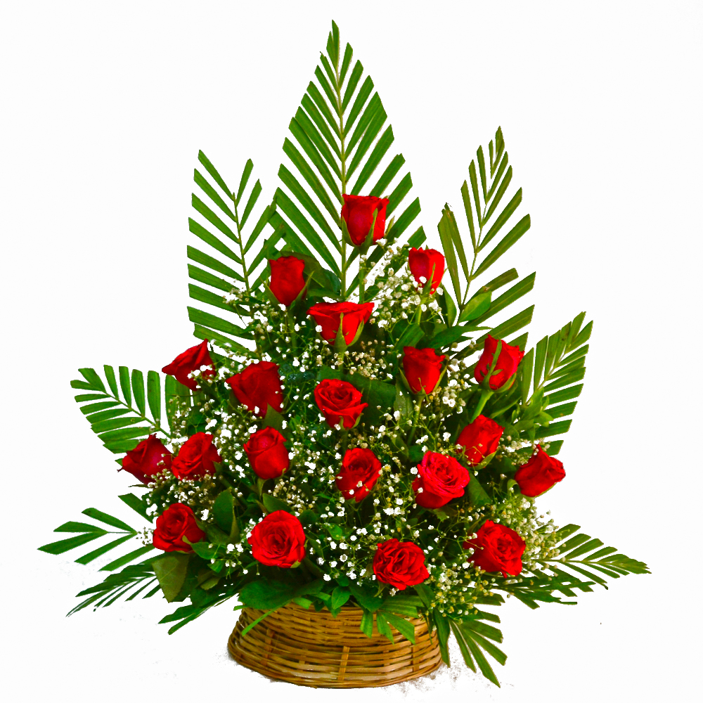 Basket of 20 Red Roses