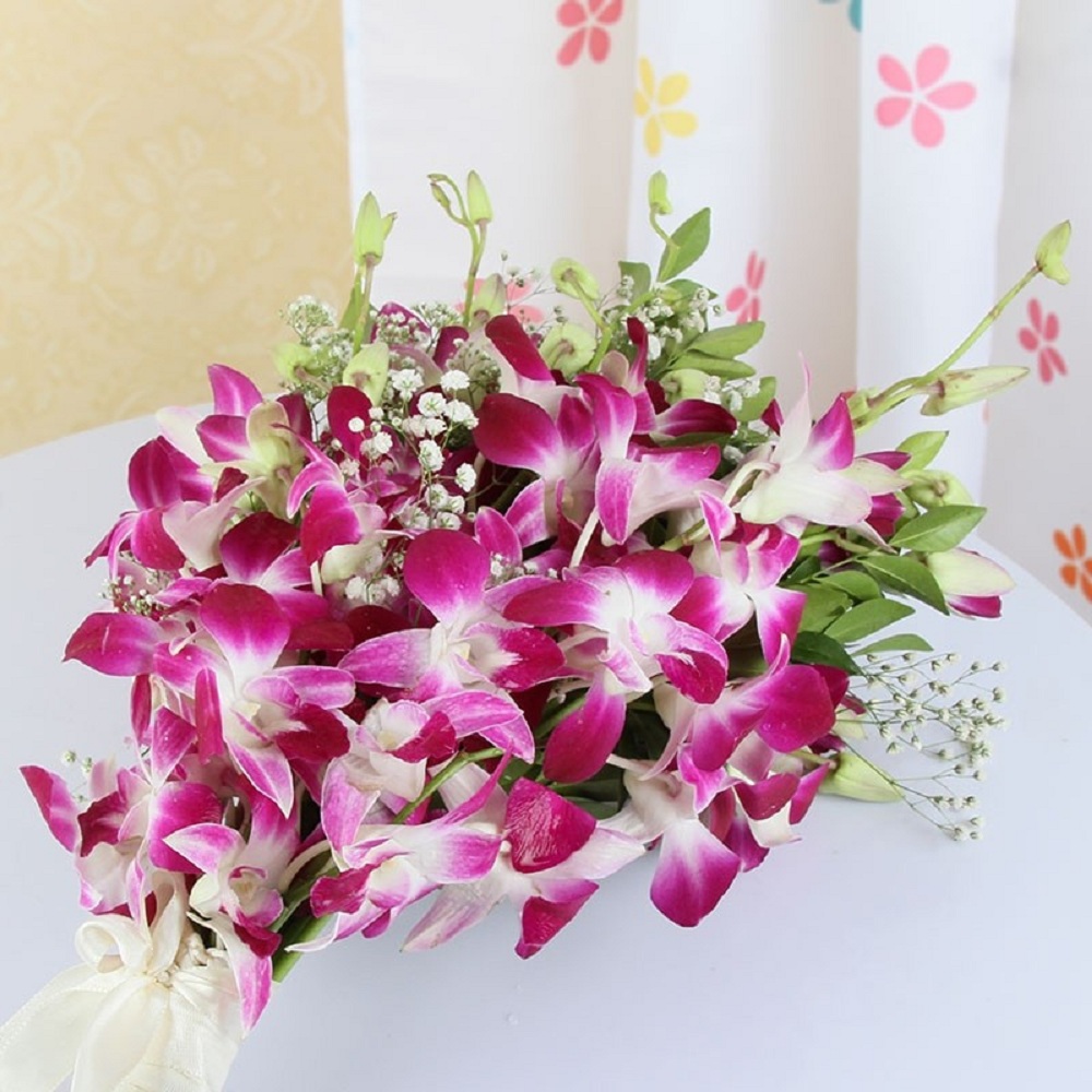 Bouquet of Ten Purple Orchids
