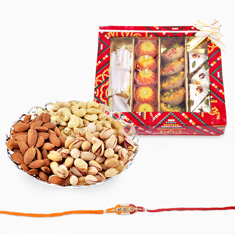 Dryfruits and Assorted Sweets with Rakhi
