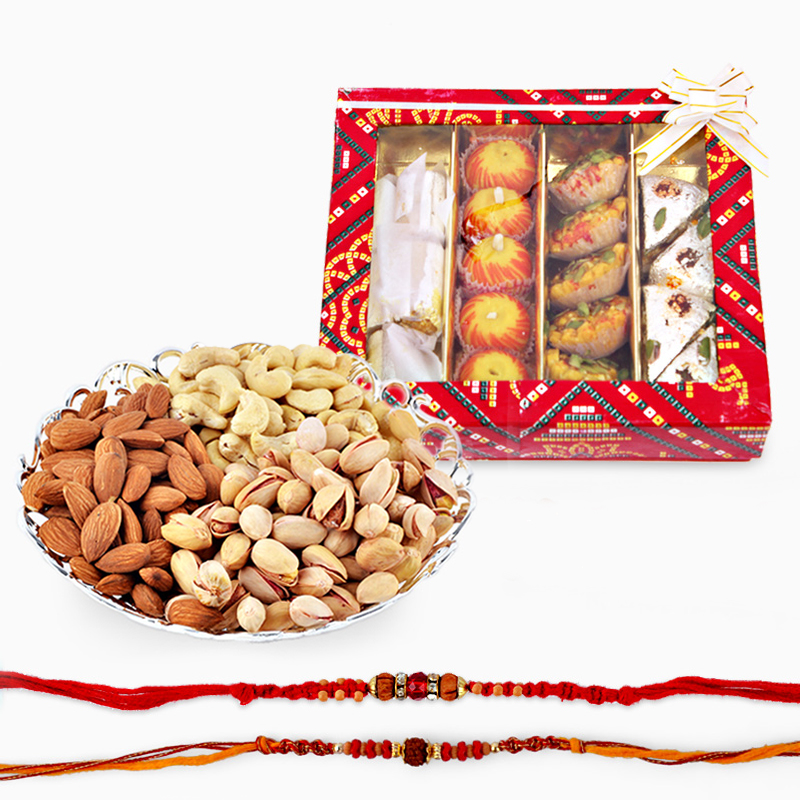 Rakhi with Dryfruits and Assorted Sweets