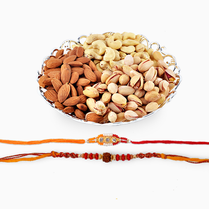 Assorted Dryfruits With Set of two Rakhi