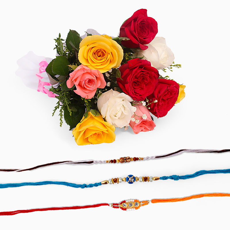 Rakhi Combo with Mix Roses