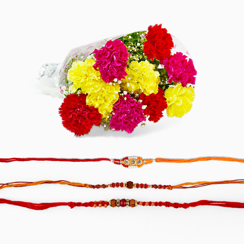 Rakhi and Carnation Combo