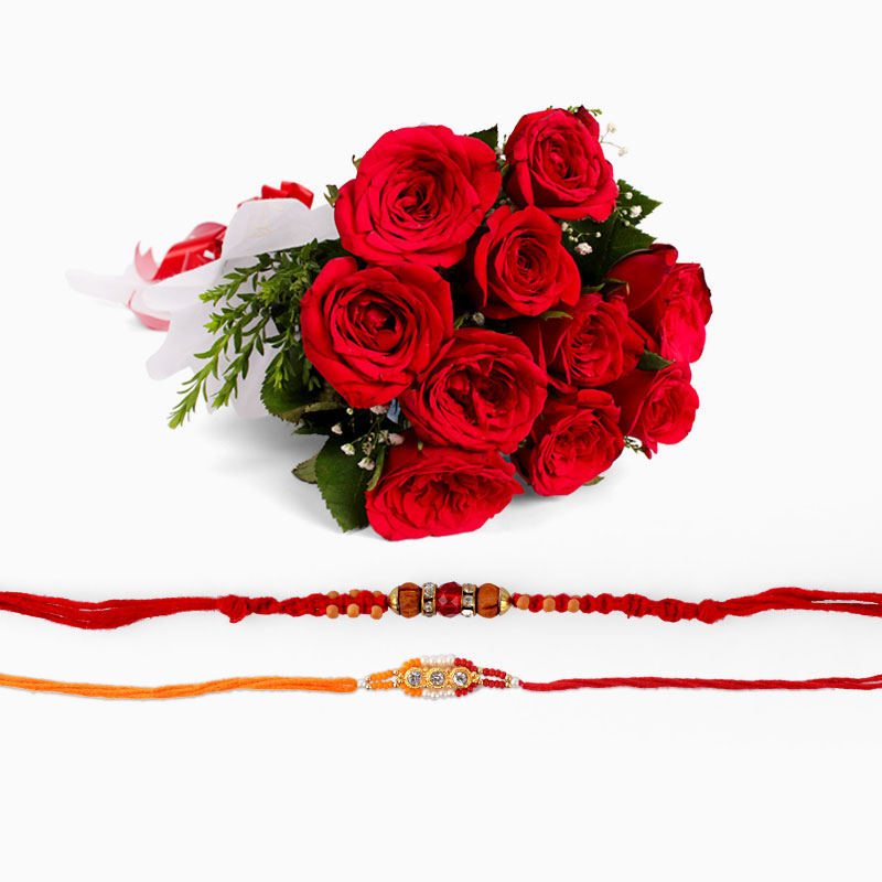 Two Rakhi with Red Roses