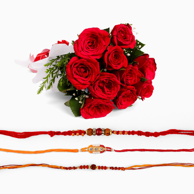 Three Rakhi with Roses