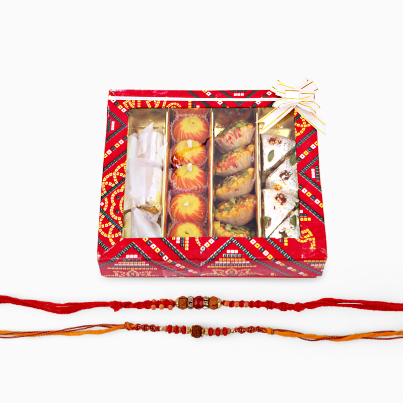 Two Rakhi with Assorted Sweets