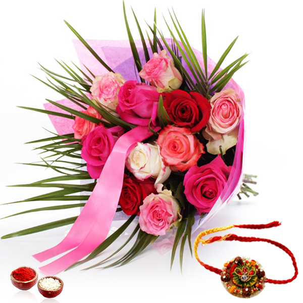 Colorful Roses with Rakhi