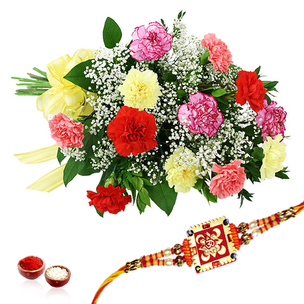 Carnation Bouquet with Rakhi