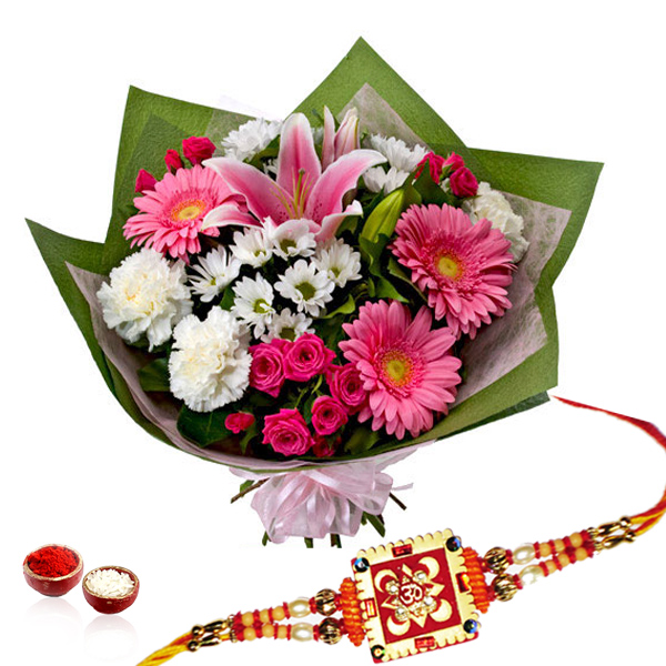 Floral Bouquet with Rakhi