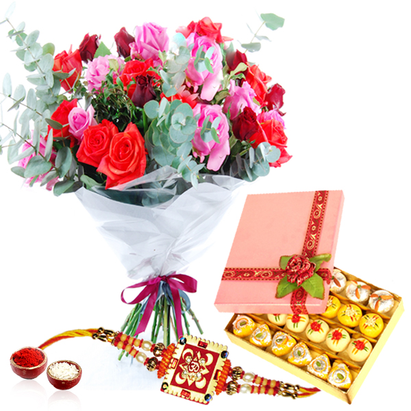 Lovely Roses and Sweets with Rakhi
