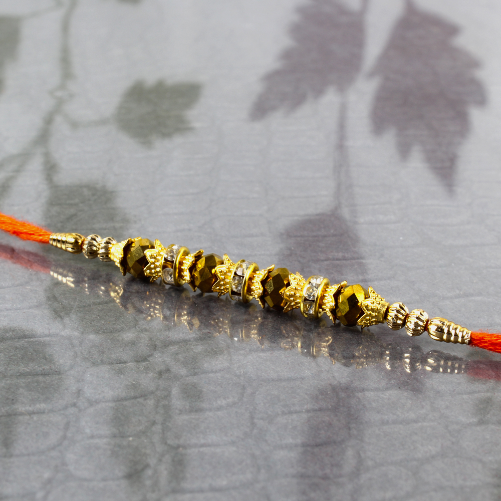 Golden Cystal Bead Rakhi