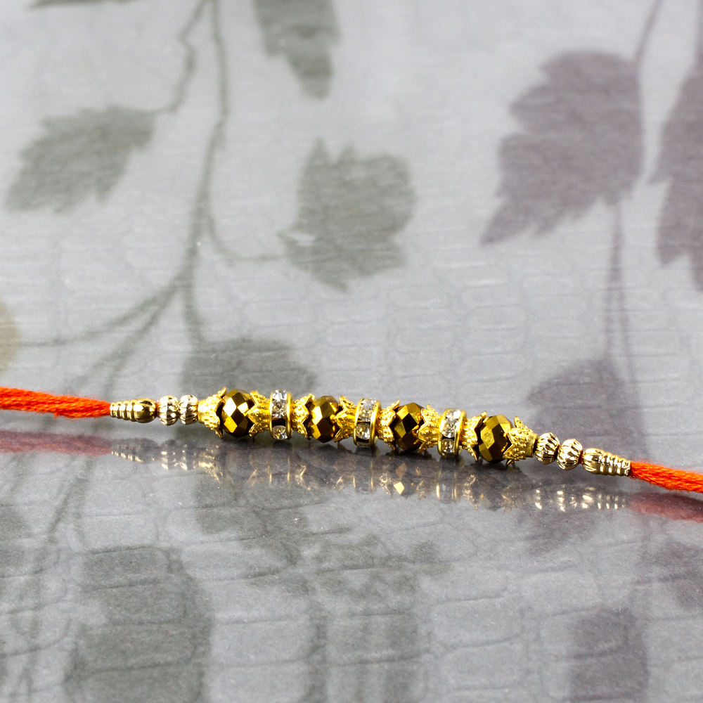 Golden Cystal Bead Rakhi