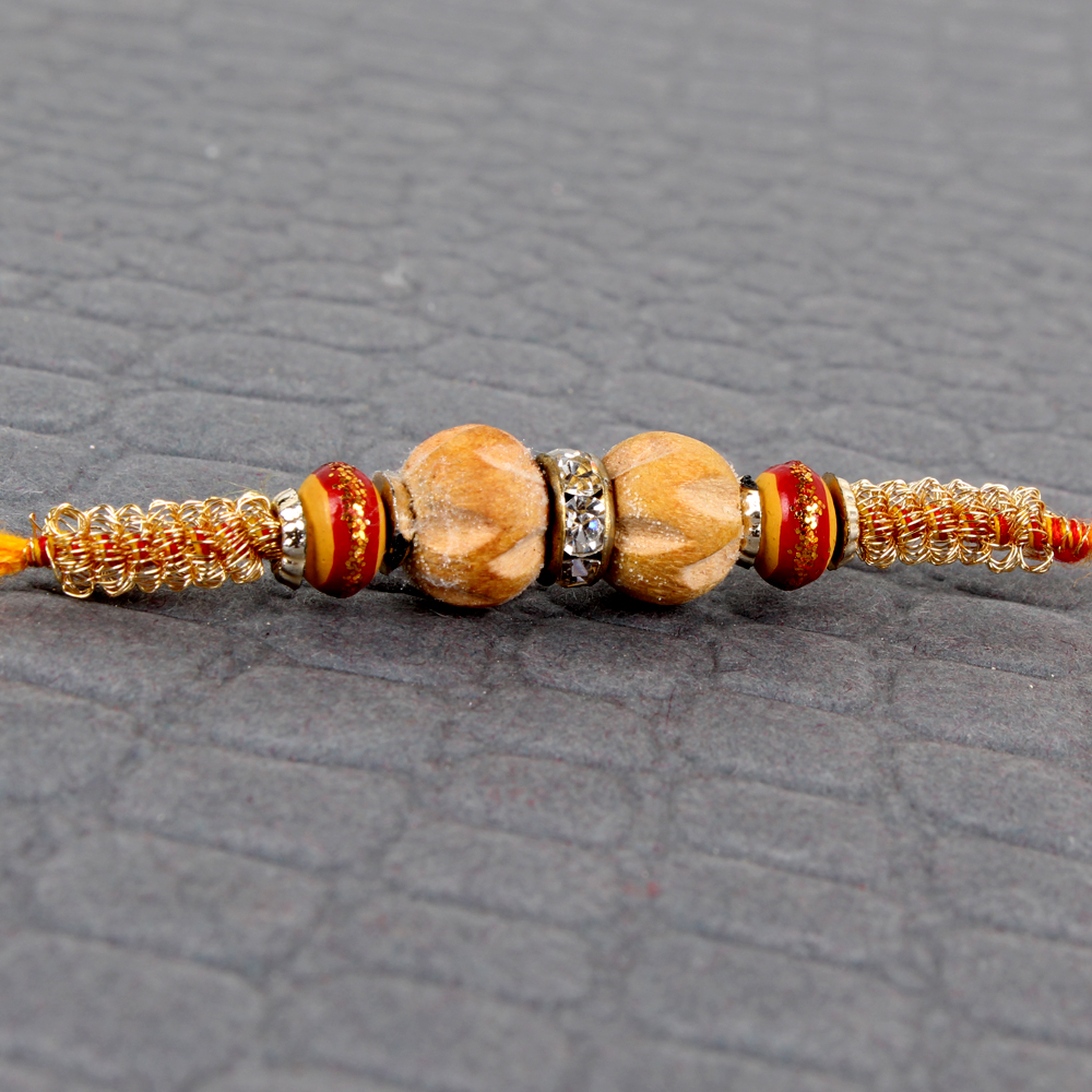 Sandalwood and Diamond Ring Rakhi