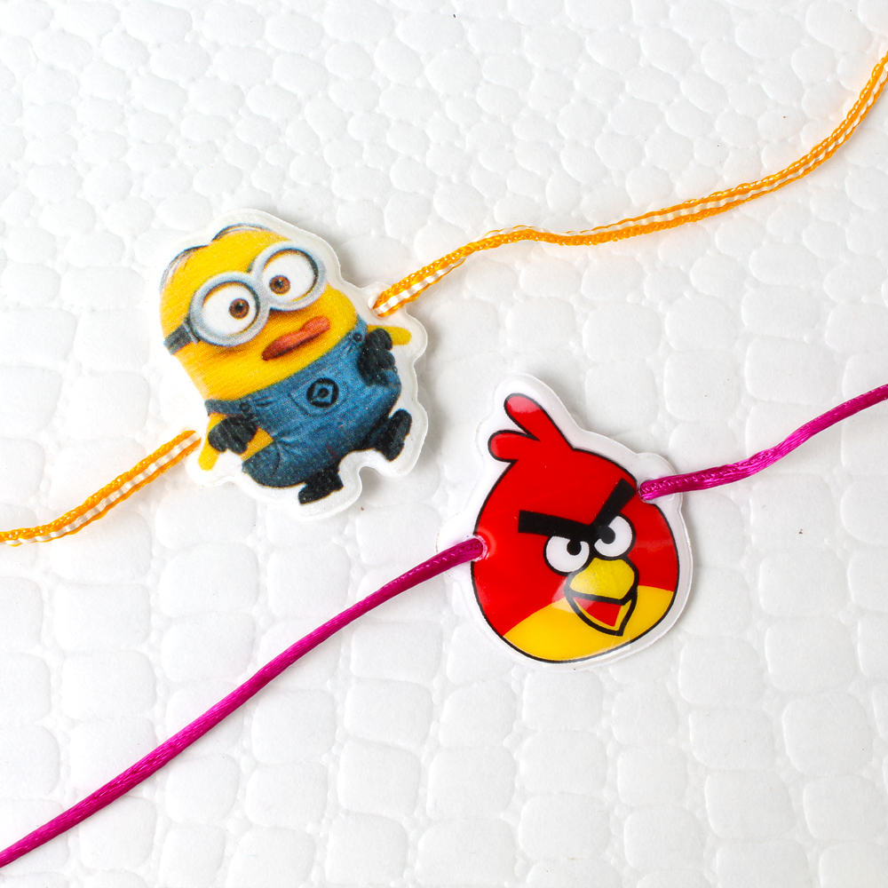 Kids Two Rakhi Set of Minion and Angry Bird