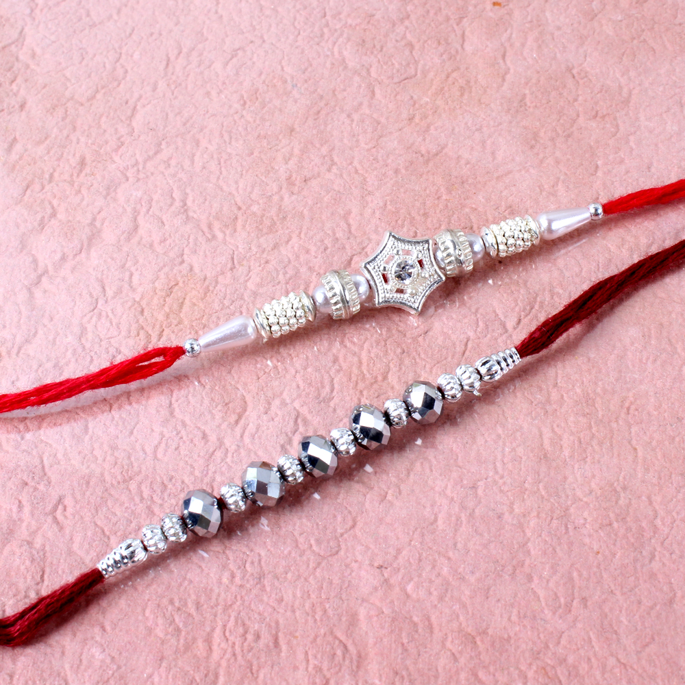 Silver Shiny Two Designer Rakhis