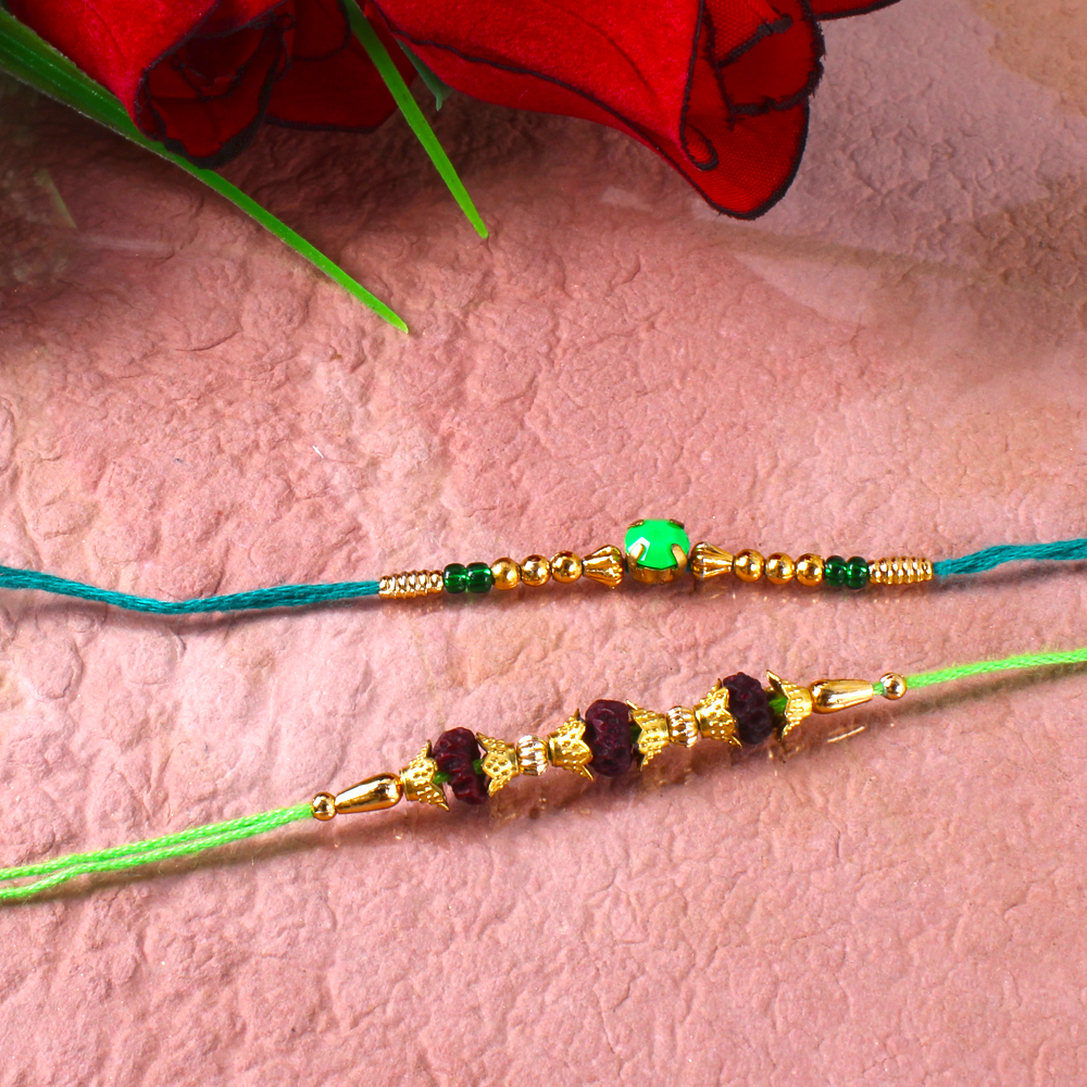 Traditional Rudraksh Rakhi with Fancy Stlye Rakhi