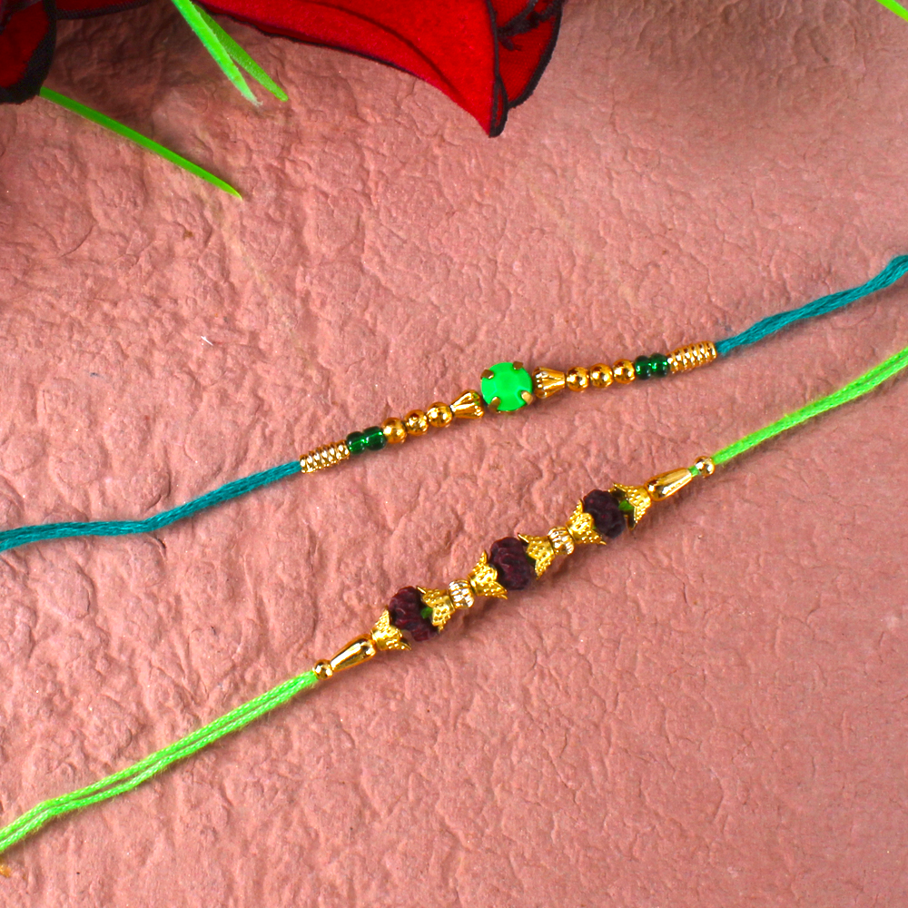 Traditional Rudraksh Rakhi with Fancy Stlye Rakhi