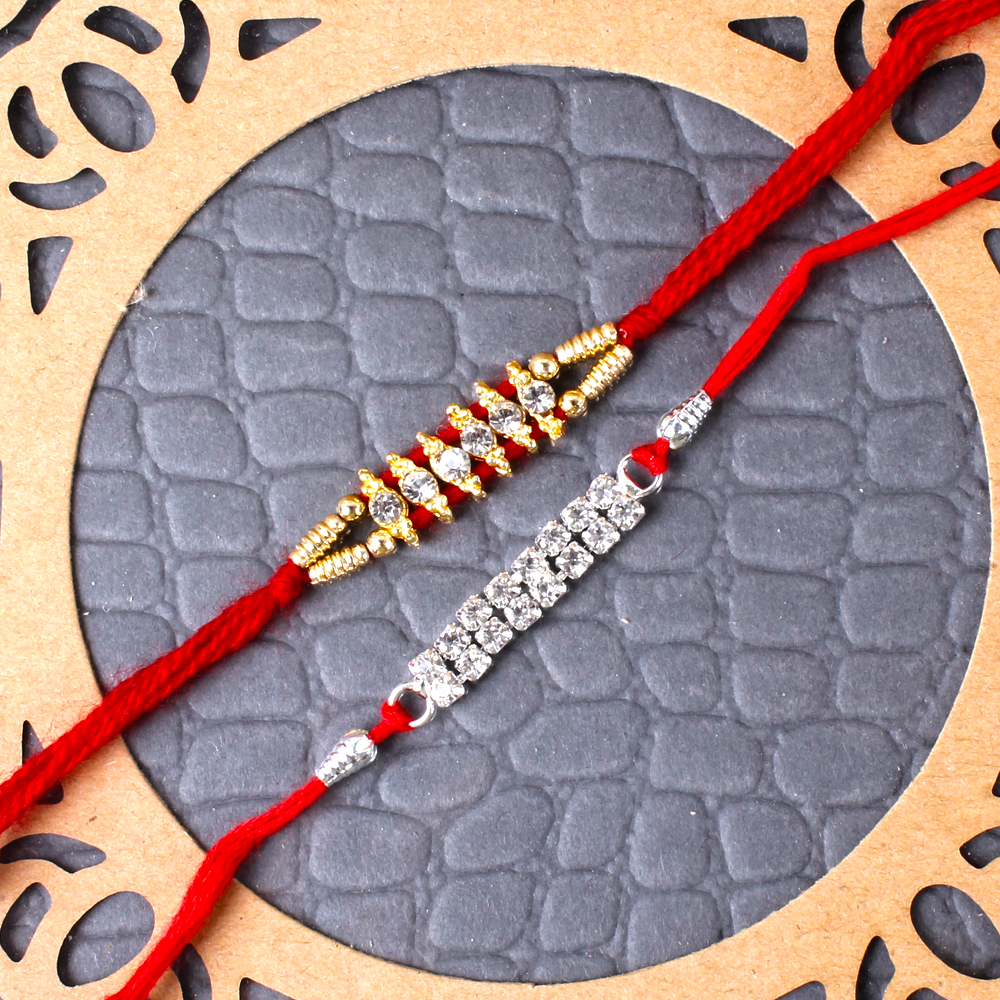 Diamond Studded Two Designer Rakhis