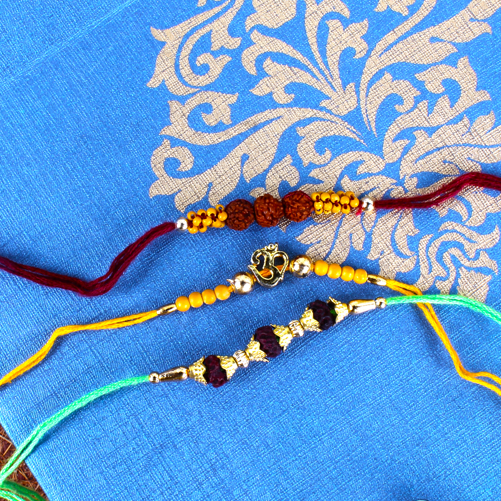 Om and Rudraksaha Rakhi Set