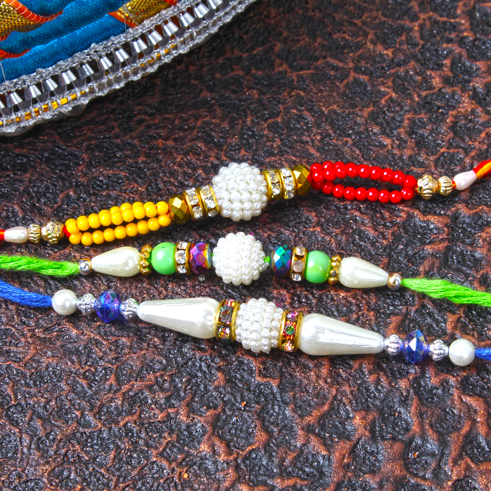 Pearl Small Beads Sphere Rakhi