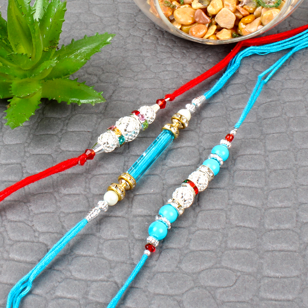 Set of Three Silver Shiny Balls Rakhi