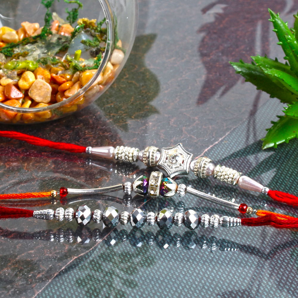 Silver Shine Rakhi Set