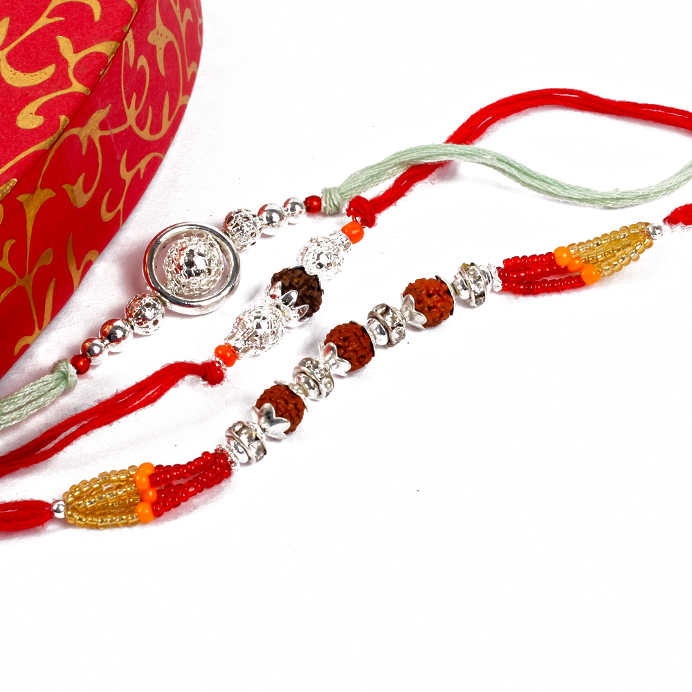 Set of 3 Silver Sparkling  Rakhi