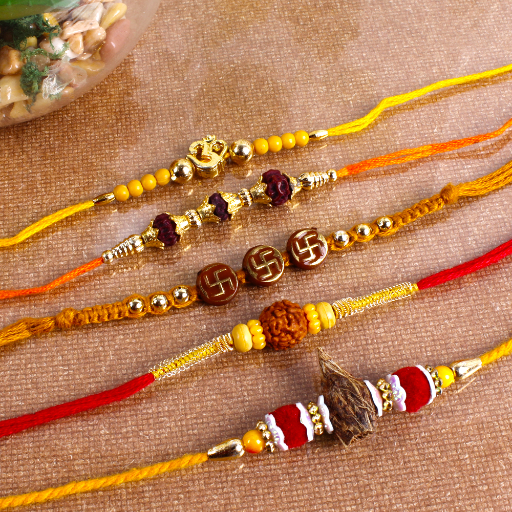 Set of 5 Ethnic Rakhi