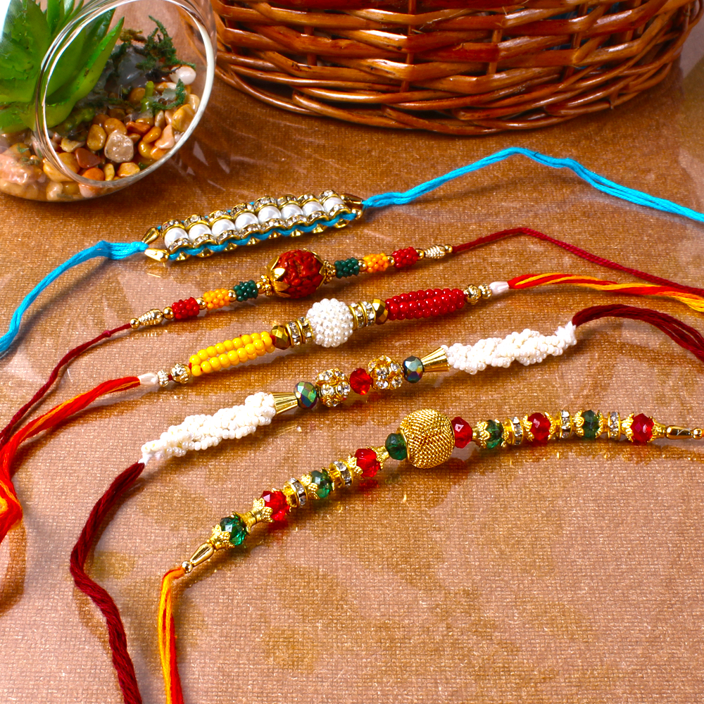 Colourful  Beads Rakhi Combo