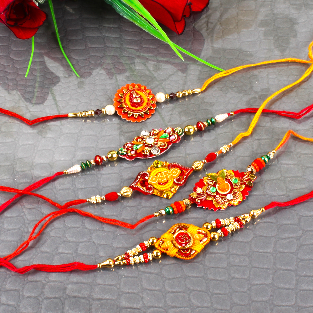 Combo of 5 Traditional Rakhi