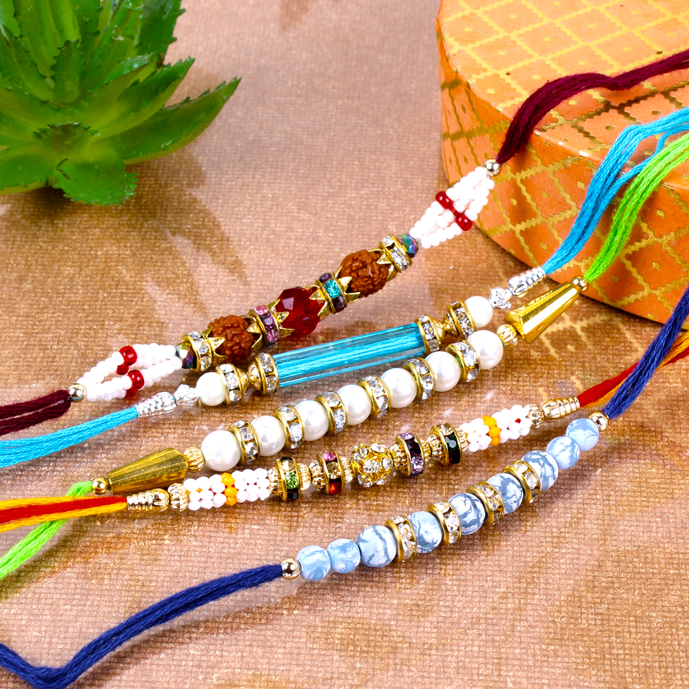 Set of 5 Pearl Designer Rakhi