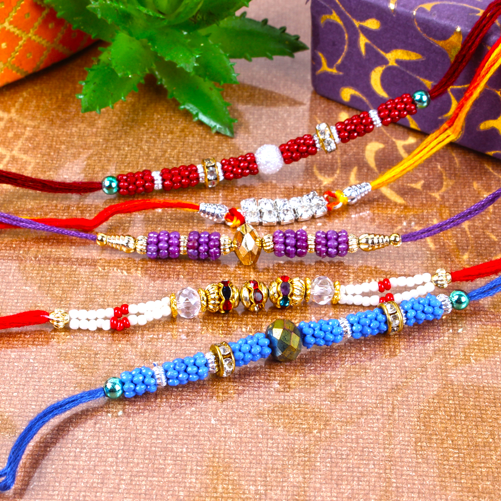 Multi Color Pearl Beads Rakhi