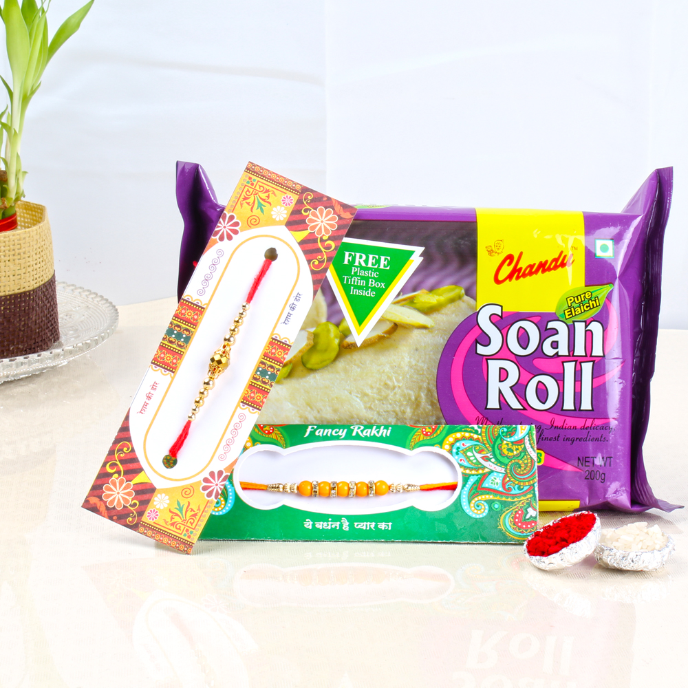 Pair of Rakhis with Soan Papdi