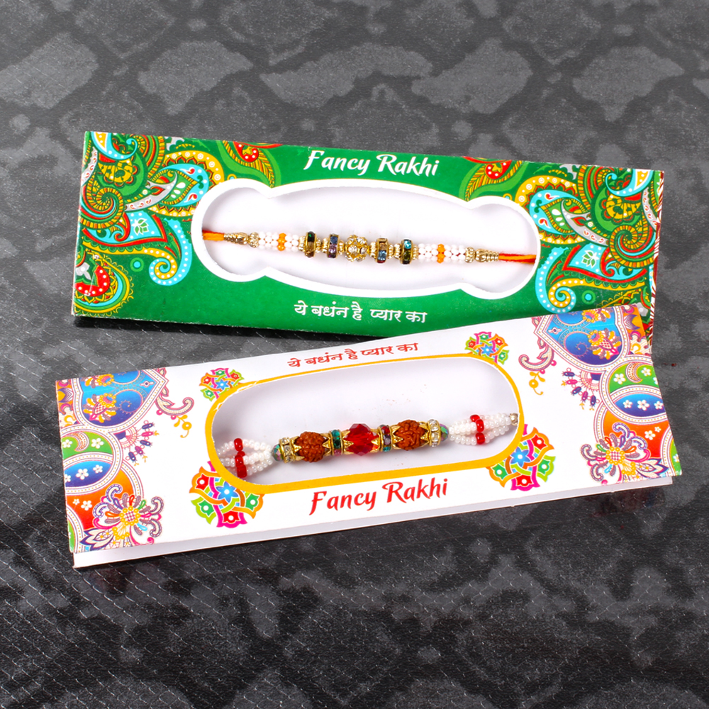 Set of 2 Fancy Rakhis with  Soan Papdi