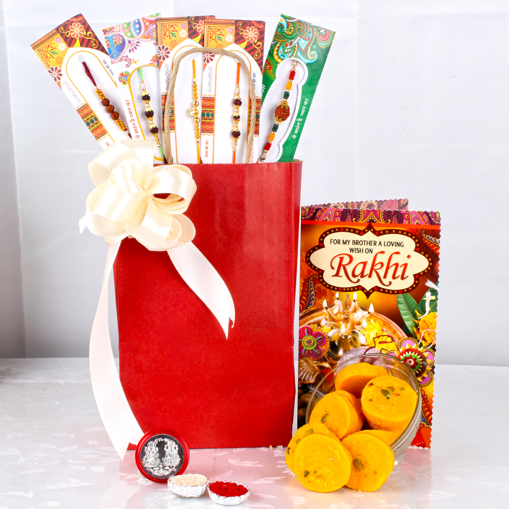 Exclusive Rakhis and Kesar Peda with Laxmi Coin