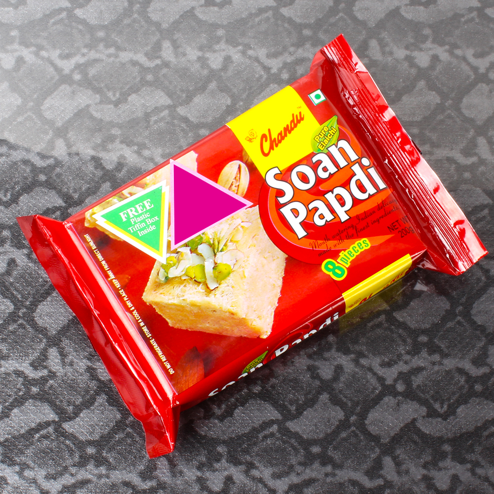 Beautiful Five Rakhis with Soan Papdi