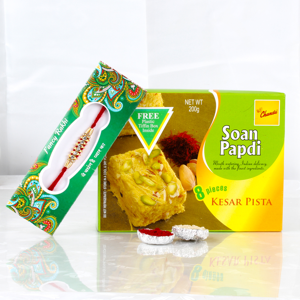 Rakhi Gift with Soan Papdi Kesar Pista Flavour