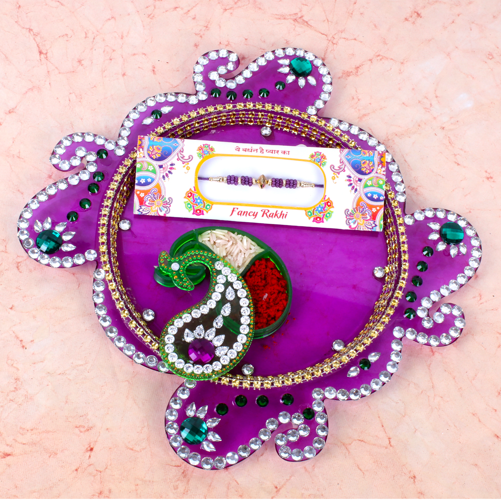 Designer Diamond Thali with Rakhi