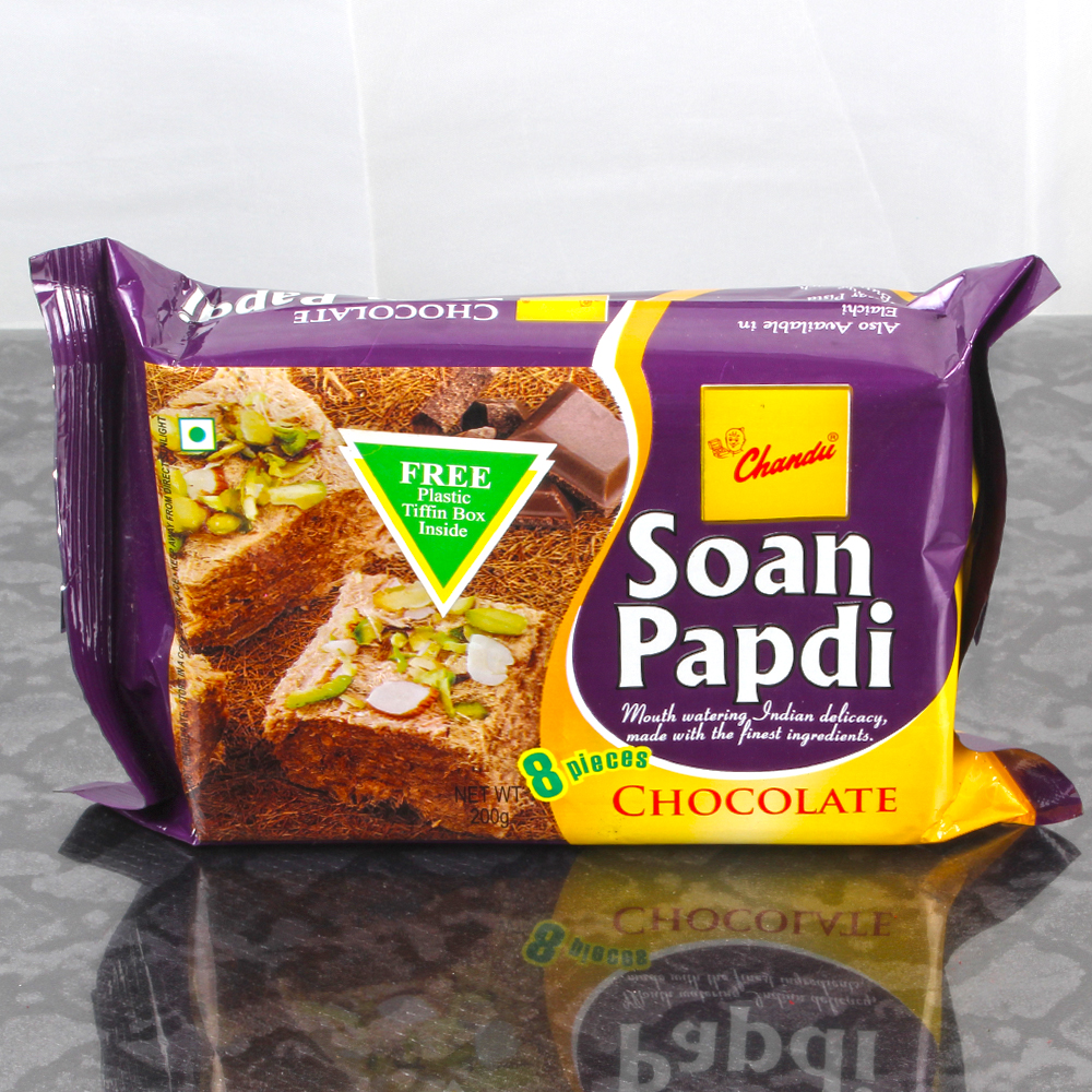 Soan Papdi with Designer Thali and Rakhi