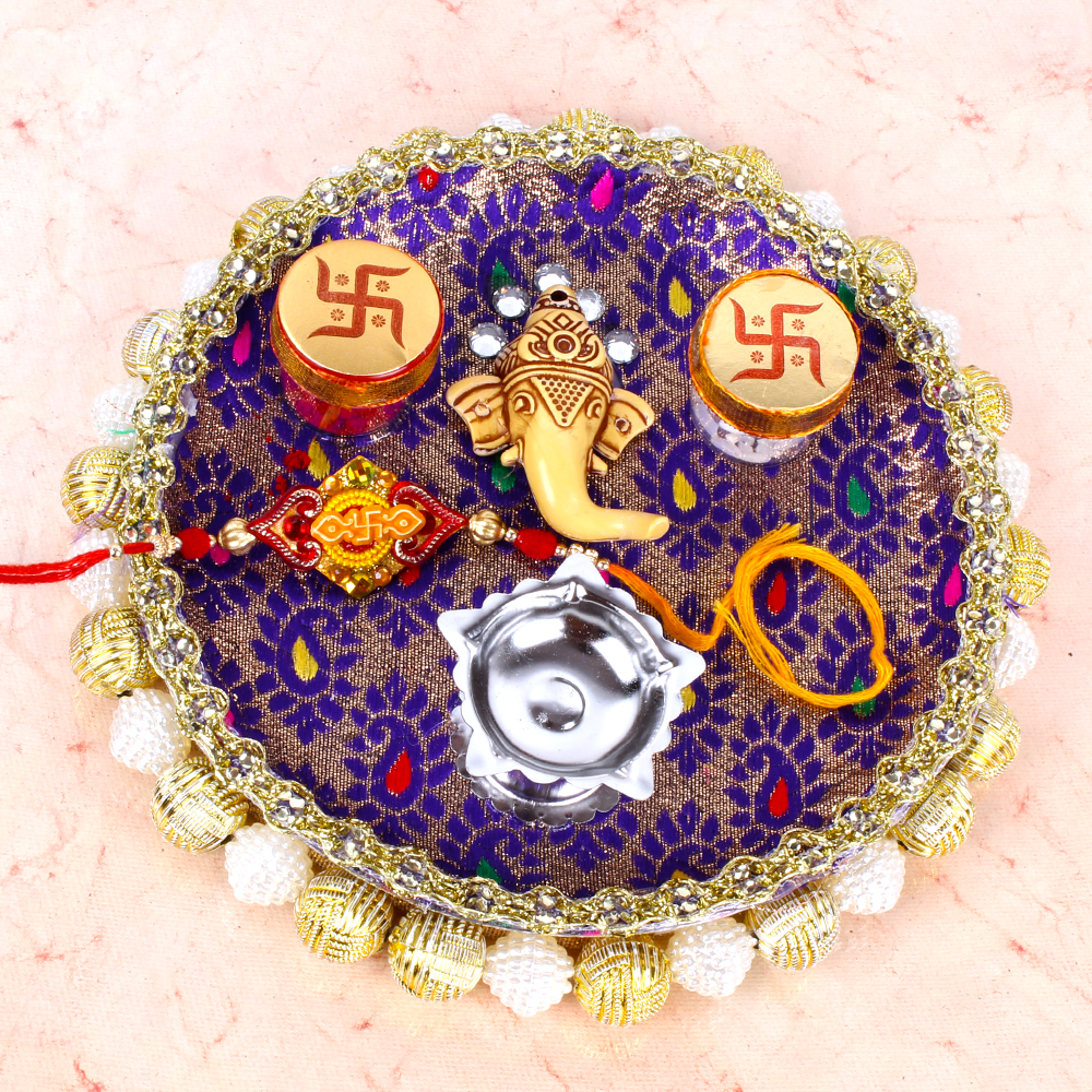 Ganesha Designer Thali with Swastik Rakhi