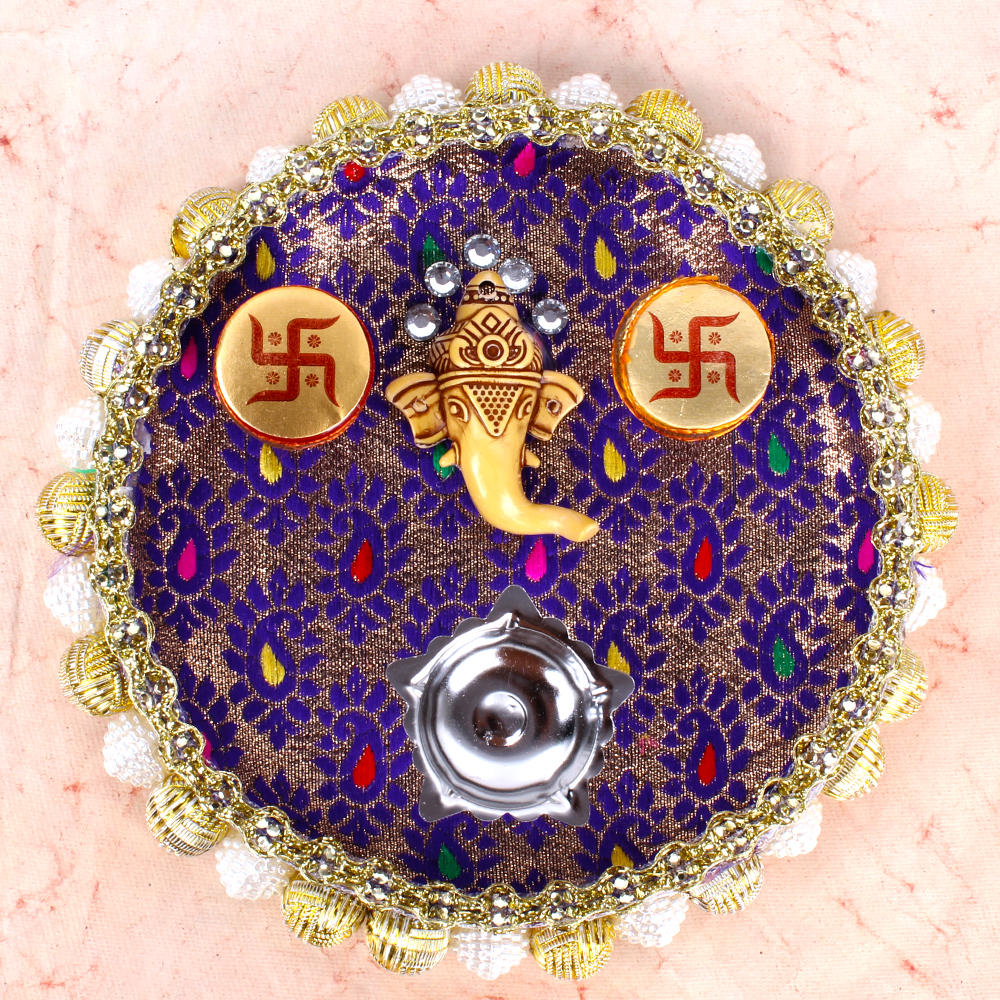 Ganesha Designer Thali with Swastik Rakhi